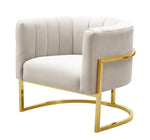 Magnolia Cream Velvet/Gold Finish Metal Accent Chair