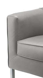 Tiarnan Vintage Gray PU Leather/Chrome Accent Chair