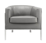 Tiarnan Vintage Gray PU Leather/Chrome Accent Chair