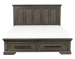 Toulon Wire-Brushed Distressing Dark Oak Wood King Bed