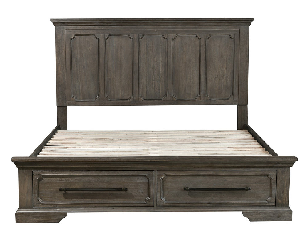 Toulon Wire-Brushed Distressing Dark Oak Wood King Bed – Aetna Stores