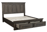 Toulon Wire-Brushed Distressing Dark Oak Wood King Bed