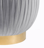 Tulip Grey Velvet/Gold Finish Metal Ottoman