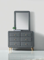 Valda Light Gray Fabric/Wood Dresser with 6 Drawers