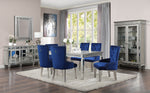 Varian Blue Fabric/Antique Platinum Wood Side Chair