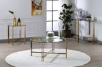 Veises Clear Glass/Champagne Metal Round Coffee Table