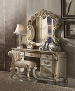 Vendome Gold Patina Fabric/Wood Vanity Stool