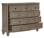 Vermillion Gray Cashmere Finish Wood 9-Drawer Dresser