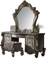 Versailles Antique Platinum Wood Vanity Desk with 7 Drawers