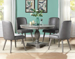 Waylon Gray Oak Wood Round Dining Table with Pedestal Base