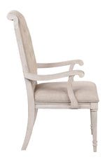 Wynsor 2 Fabric/Antique Champagne Wood Arm Chairs