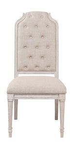 Wynsor 2 Fabric/Antique Champagne Wood Side Chairs