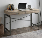 Yaseen Natural Wood/Nickel Metal 2-Drawer Writing Desk