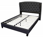 Yvette Black Fabric Tufted Cal King Bed