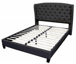 Yvette Black Fabric Tufted King Bed