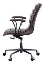 Zooey Distress Chocolate Top Grain Leather Swivel Office Chair