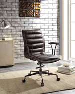 Zooey Distress Chocolate Top Grain Leather Swivel Office Chair