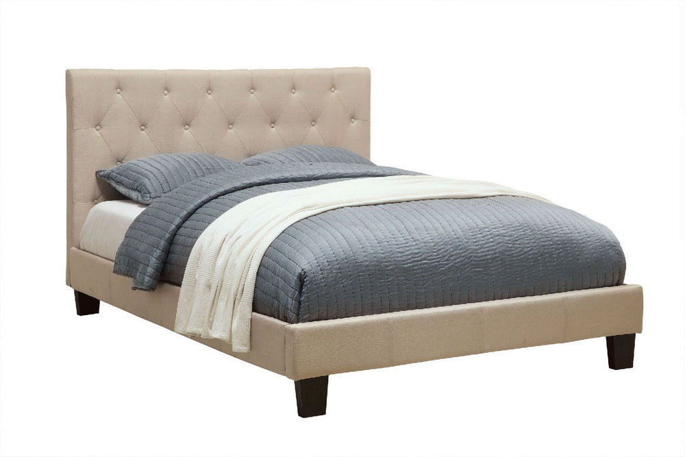 Leeroy Ivory Fabric Cal King Bed (Oversized)