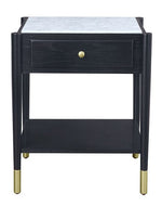 Atalia Marble/Black Wood End Table with Shelf