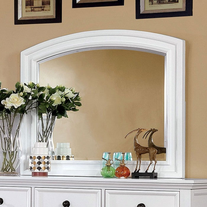 Castor White Glass/Solid Wood Frame Mirror