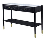 Atalia Marble/Black Wood 2-Drawer Sofa Table with Shelf