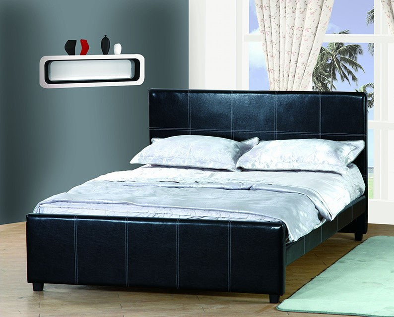 Andra Black PU Leather Queen Bed