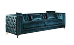 Gillian Dark Teal Velvet 2-Seat Sofa with Nailhead Trim (Oversized)