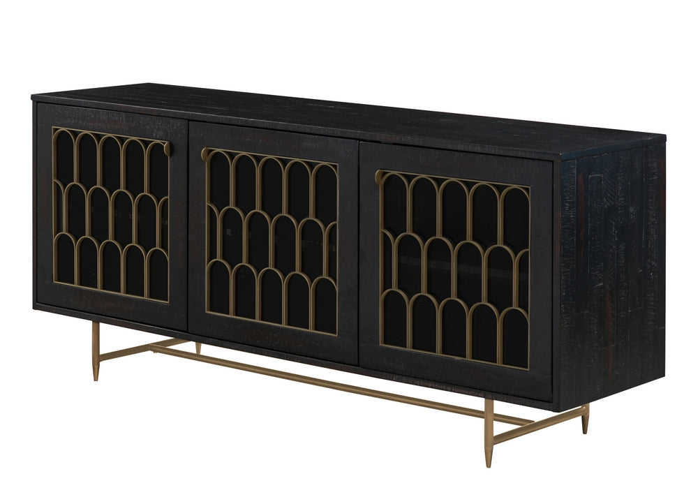 Gatsby Black Wood Buffet with Brass Steel Legs