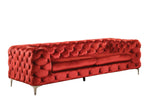 Adam Red Velvet 2-Seat Sofa with Highshelter Armrest (Oversized)