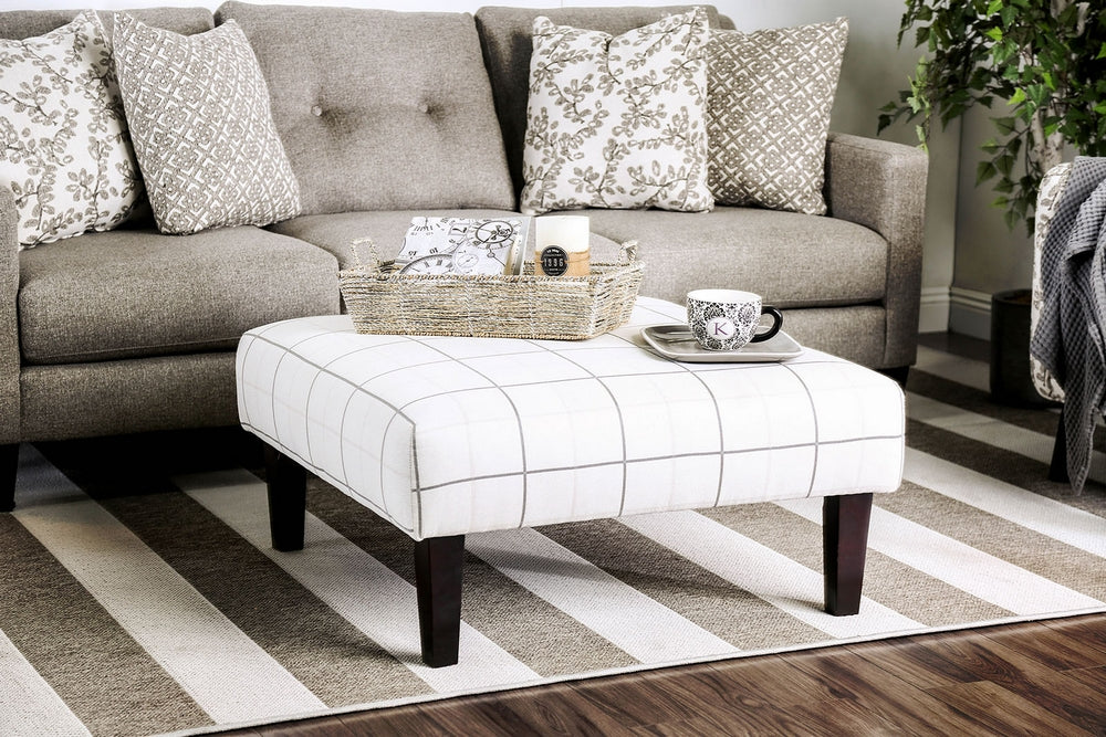 Dorset Ivory Fabric Ottoman