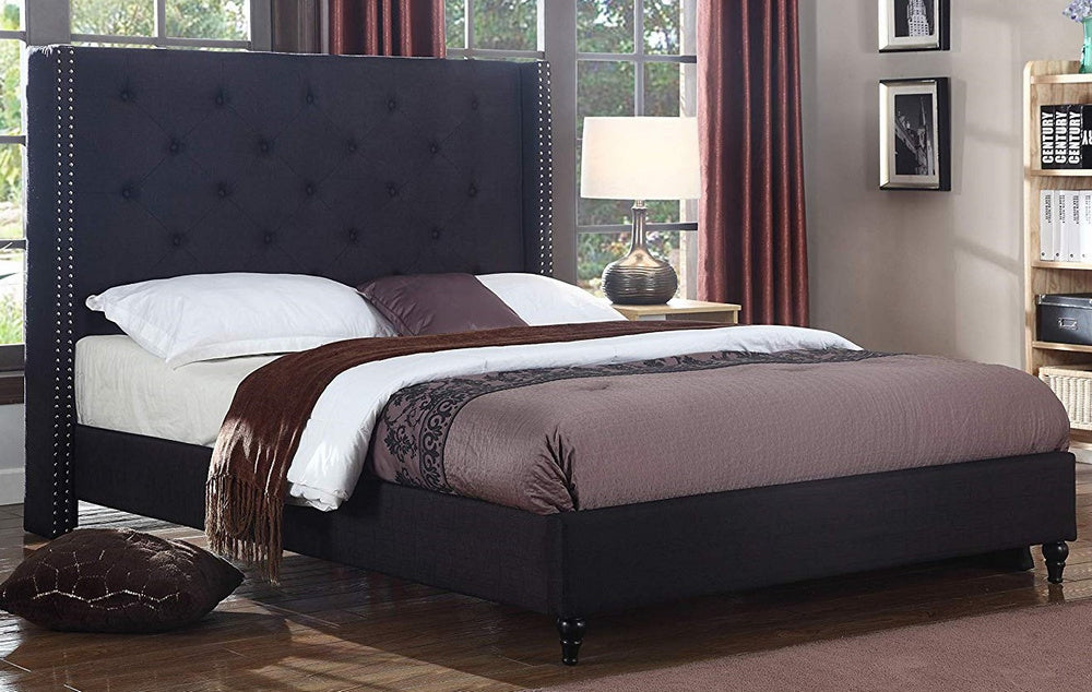 Vero Black Linen King Bed