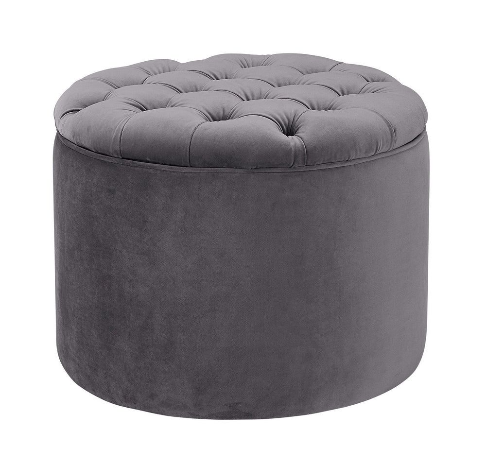 Queen Grey Velvet Storage Ottoman