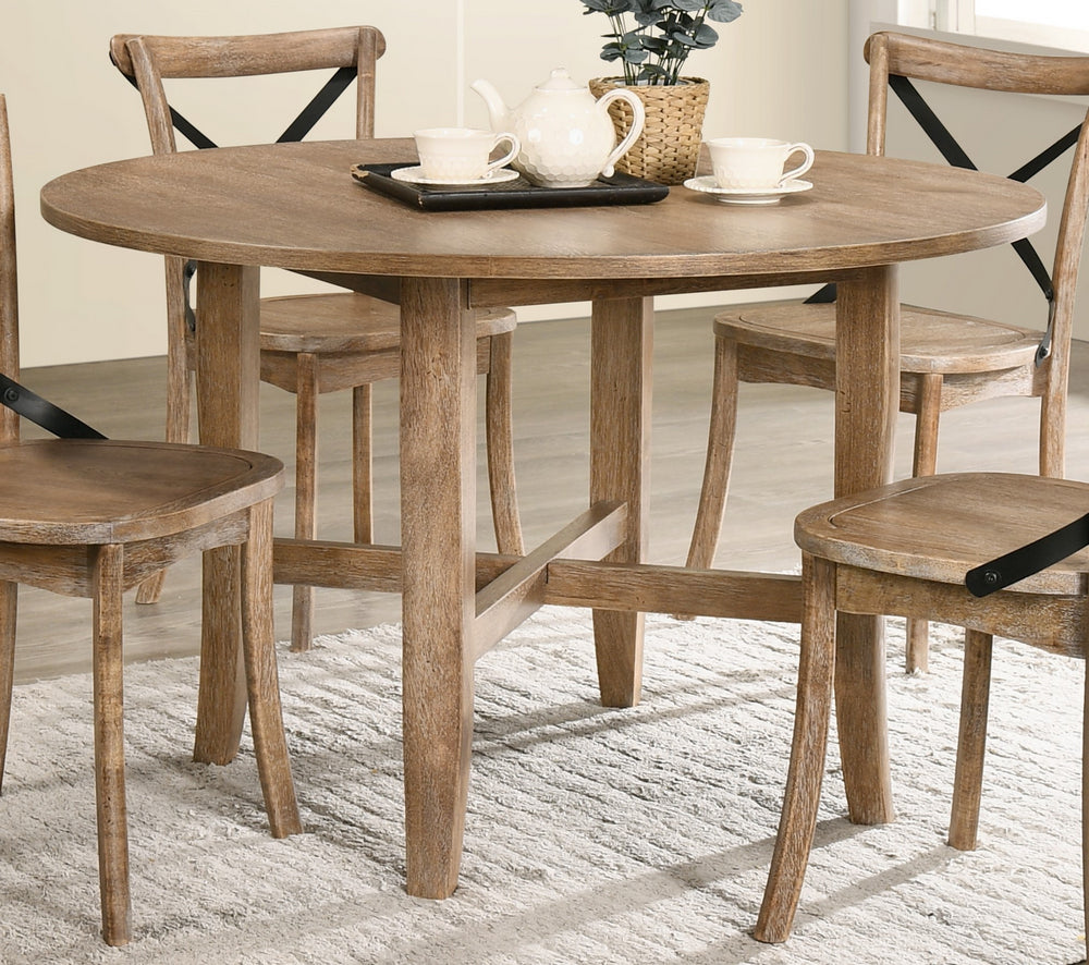 Kendric Rustic Oak Wood Round Dining Table