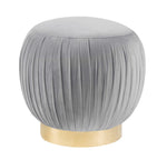 Tulip Grey Velvet/Gold Finish Metal Ottoman