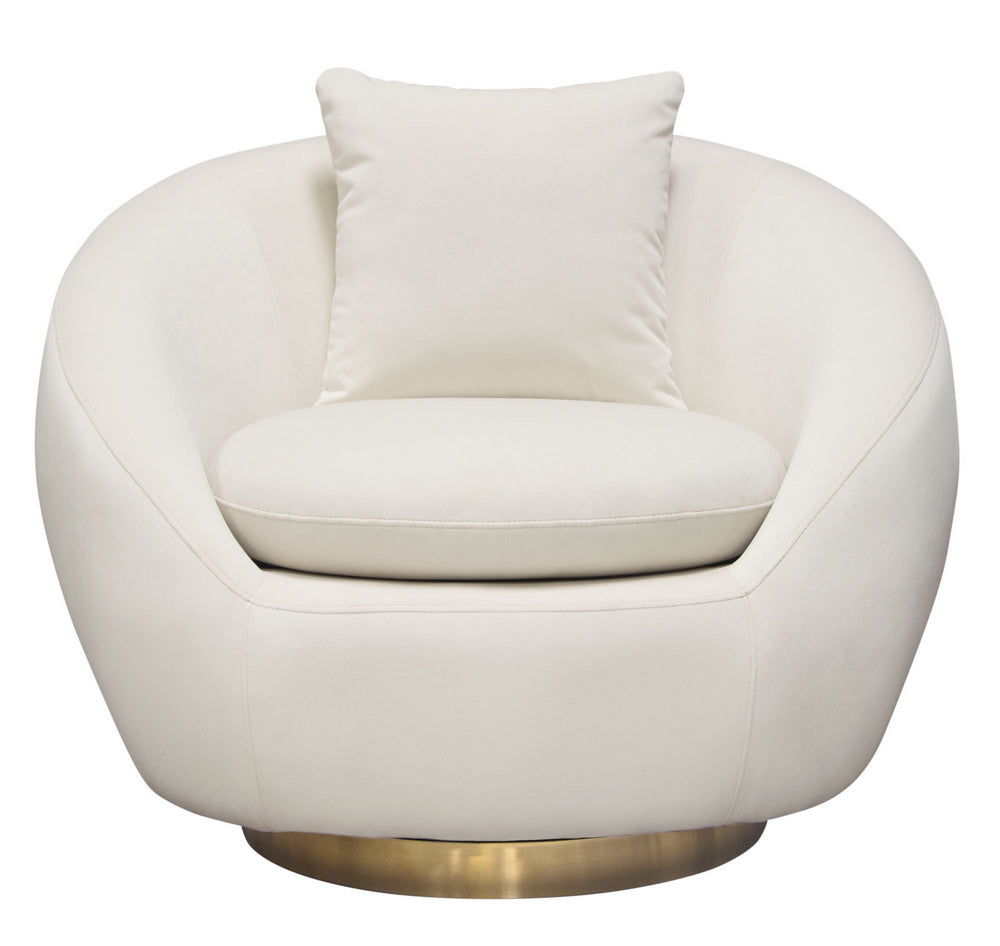 Celine Light Cream Velvet Swivel Accent Chair