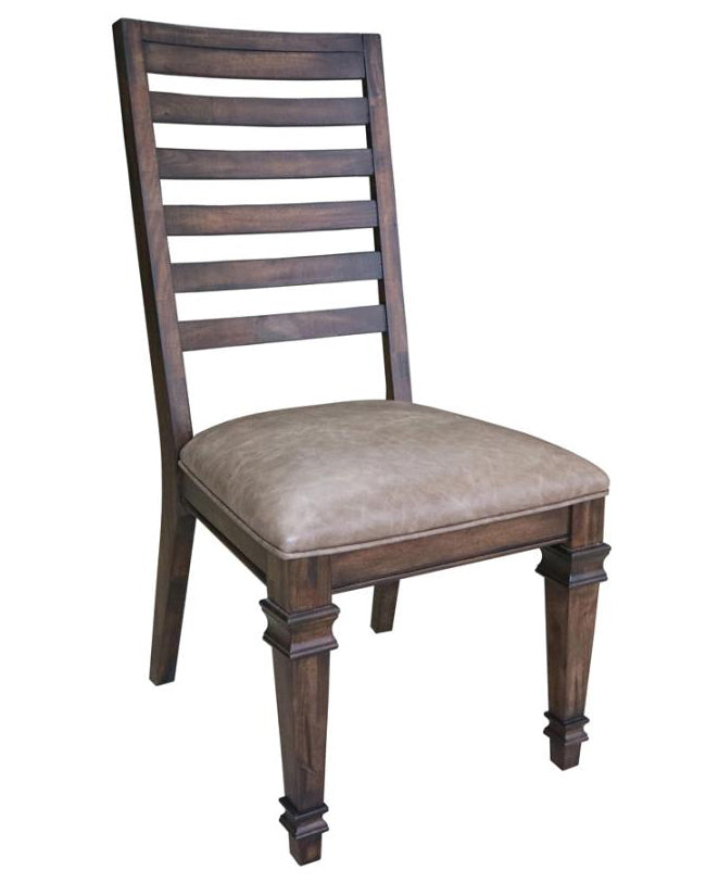 Delphine 2 Vintage Dark Pine Wood/Leatherette Side Chairs