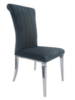 Beaufort 2 Dark Grey Velvet/Chrome Finish Metal Side Chairs