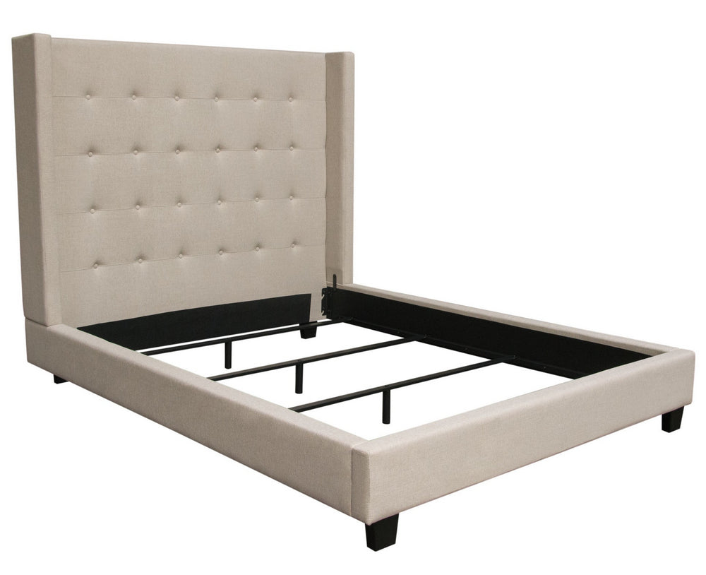 Madison Ave Sand Plush Fabric Queen Bed