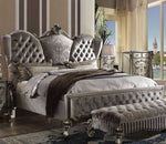 Versailles Antique Platinum Velvet Queen Bed (Oversized)