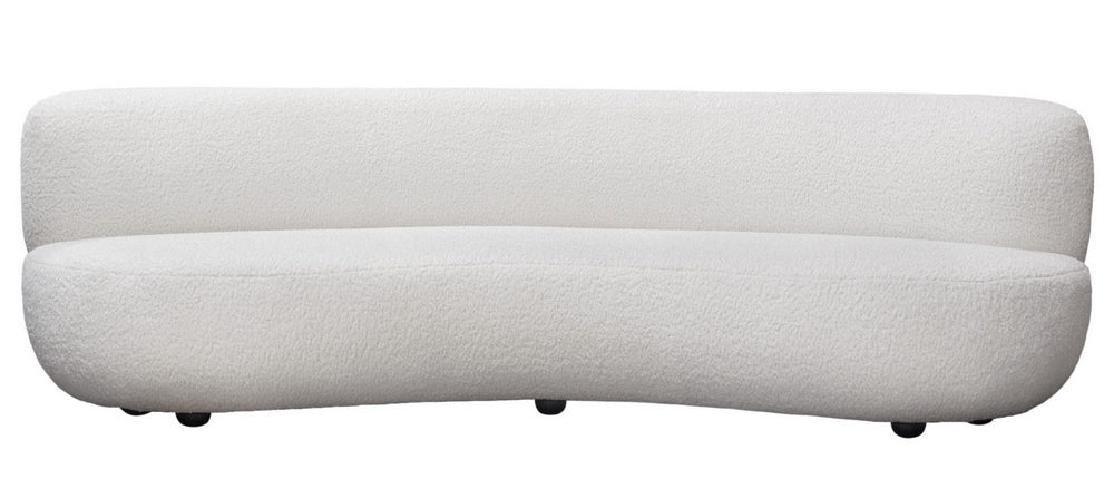 Simone White Faux Sheepskin Fabric Sofa (Oversized)