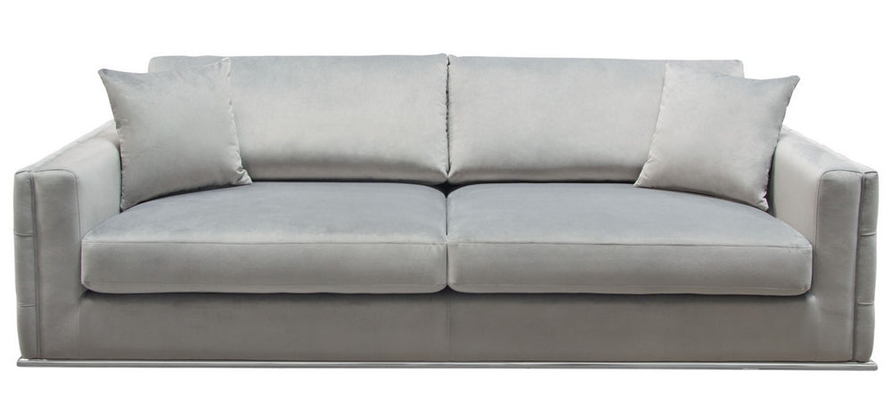 Envy Platinum Grey Velvet 2-Seat Sofa (Oversized)