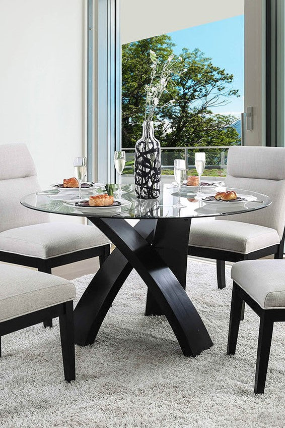 Jasmin Black Wood/Glass Dining Table