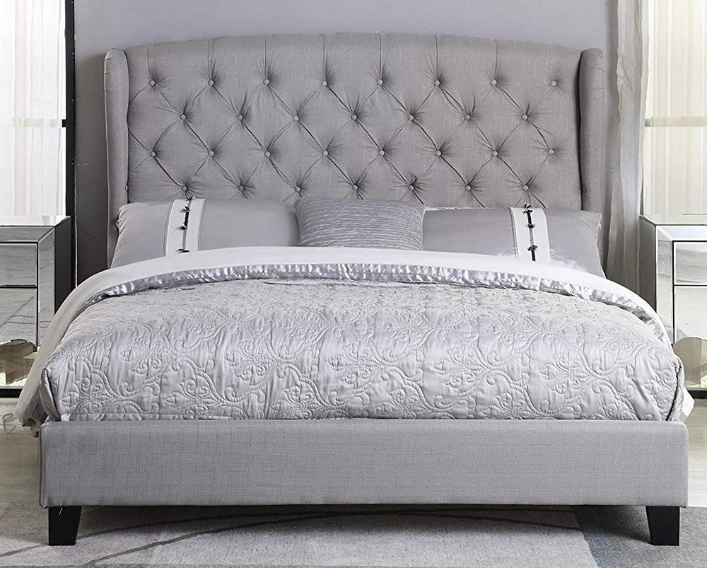 Yvette Grey Fabric Tufted Cal King Bed