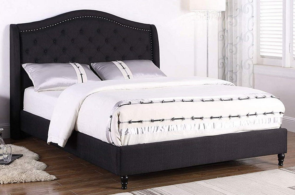 Sophie Black Fabric Tufted King Bed