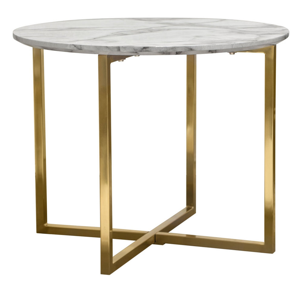 Vida Faux Marble Finish/Gold Metal End Table