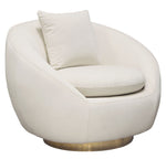 Celine Light Cream Velvet Swivel Accent Chair