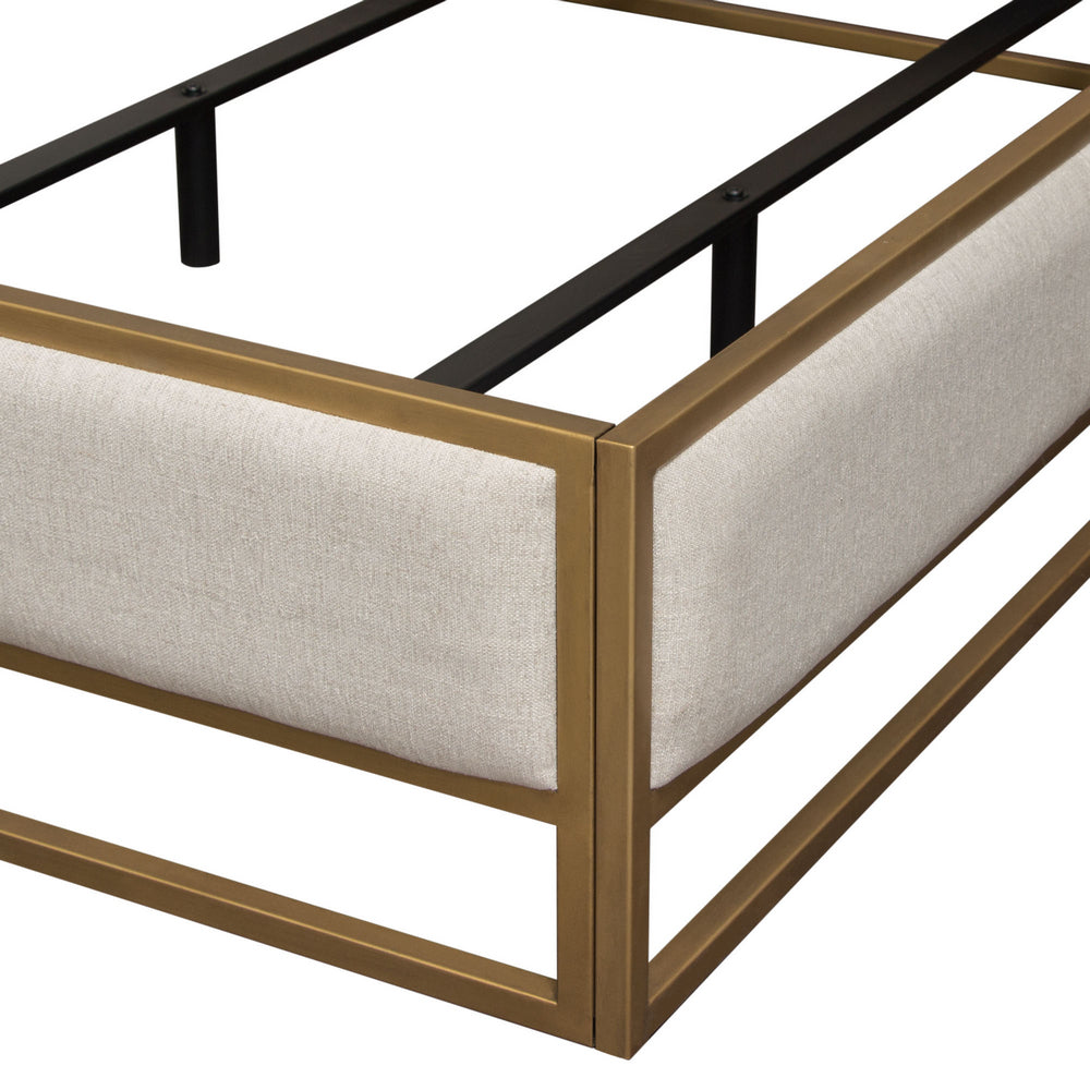 Empire Sand Fabric King Bed w/ Metal Frame (Oversized)