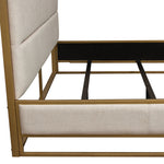 Empire Sand Fabric Queen Bed with Gold Metal Frame