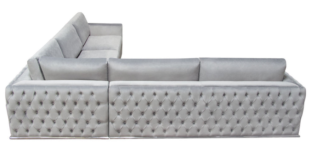 Envy 3-Pc Platinum Grey Velvet Sectional Sofa