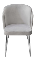 Grace 2 Grey Velvet/Chrome Metal Side Chairs